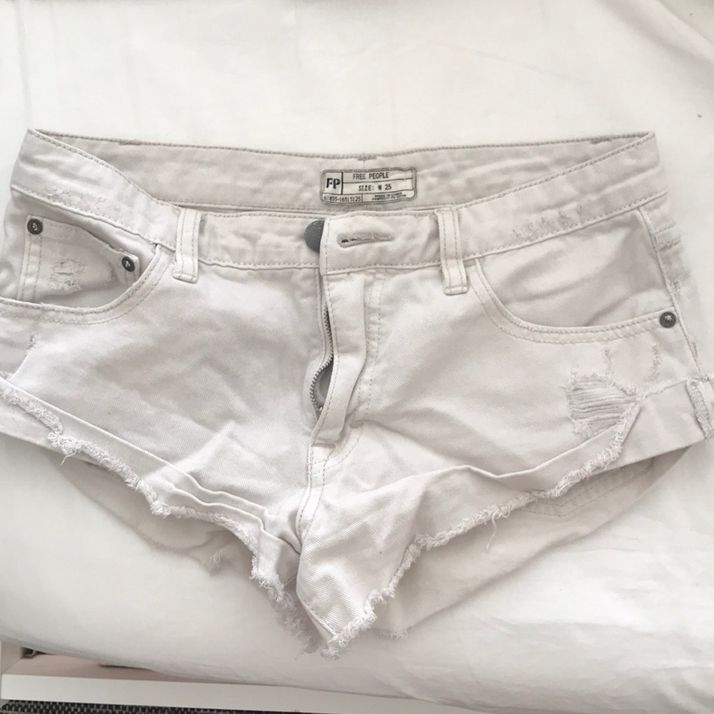 Free People White Jean Shorts